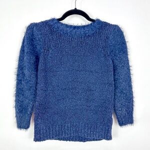 Anthropologie Navy Crew Neck Fuzzy Sweater